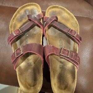 Birkenstock Red Suede Sandals